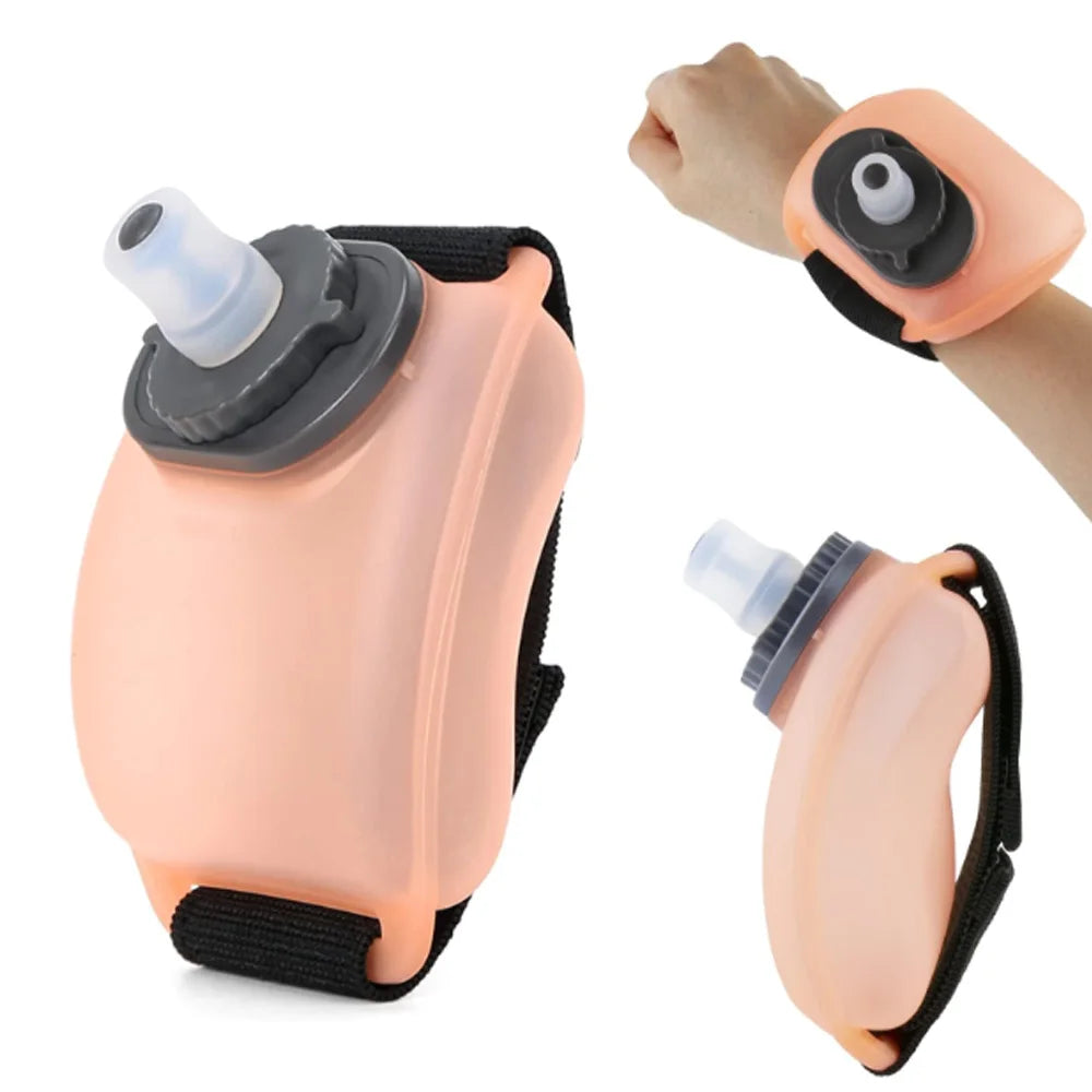 Two portable water bottles with straps on a white background