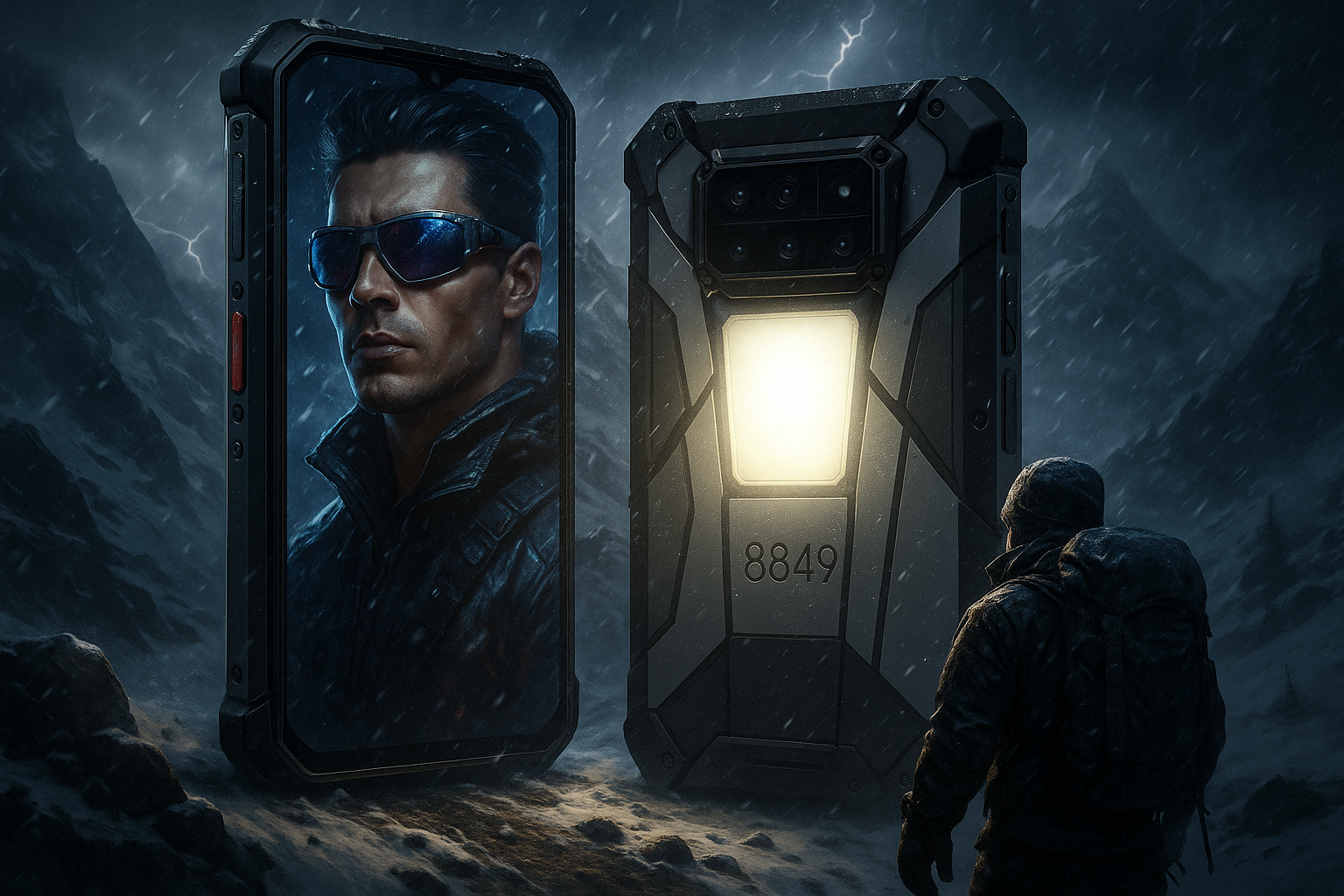 Exact rugged phone model in extreme mountain conditions